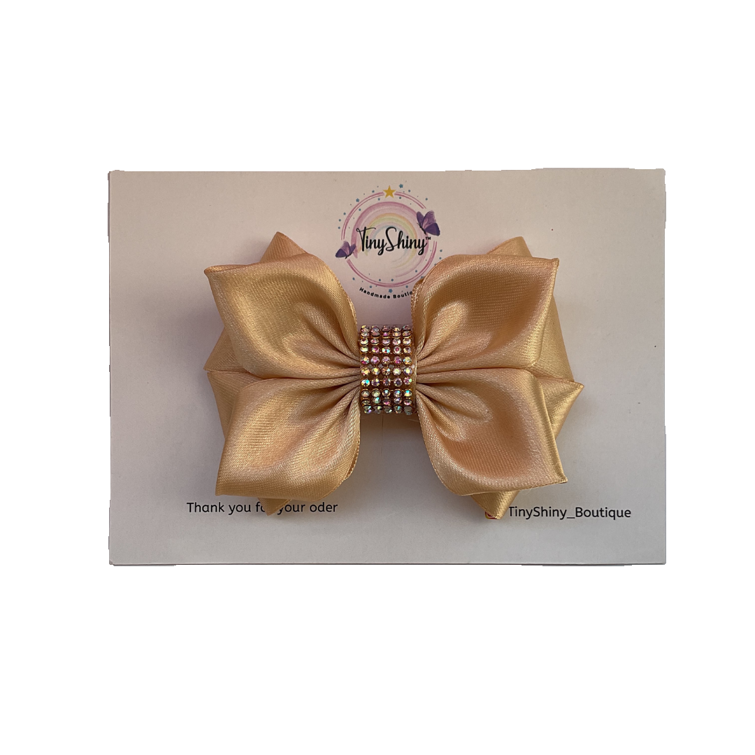 TinyShiny Satin Ribbon HairBow-S3-Beige