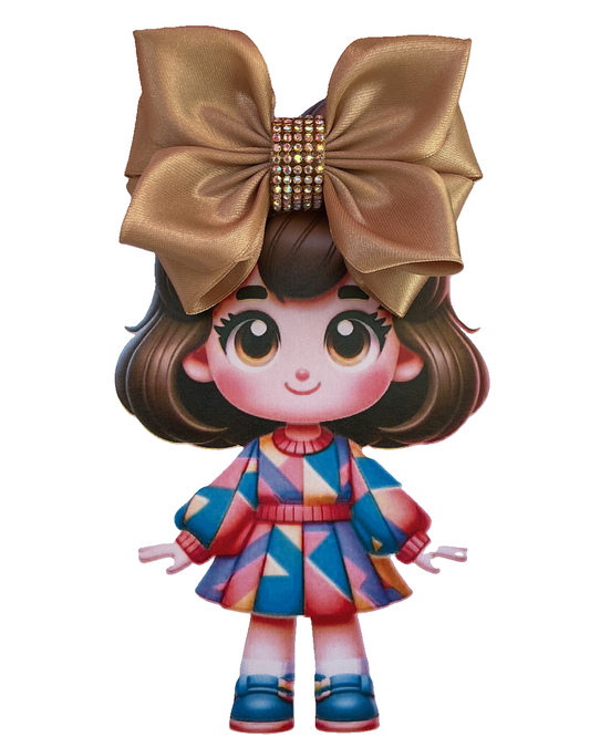 TinyShiny Satin Ribbon Hair Bow-S3-AntiqueGold