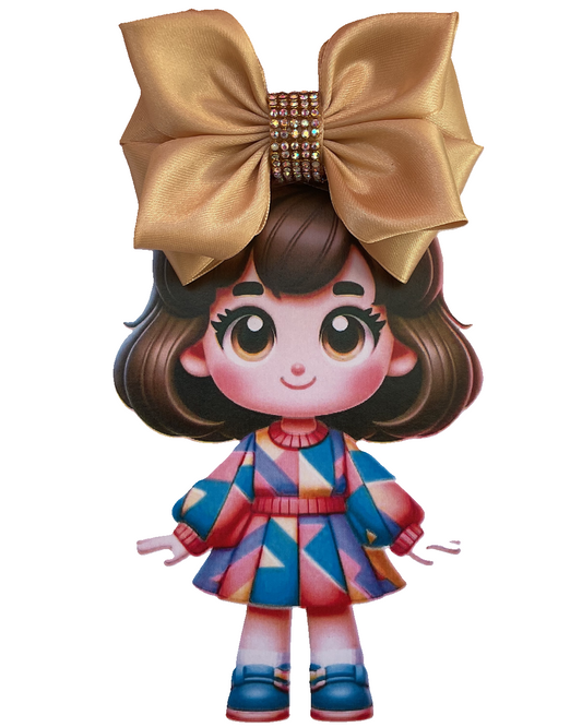 TinyShiny Satin Ribbon Hair Bow-S3-Beige