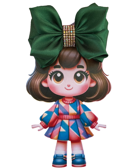 TinyShiny Satin Ribbon Hair Bow-S3-DarkGreen