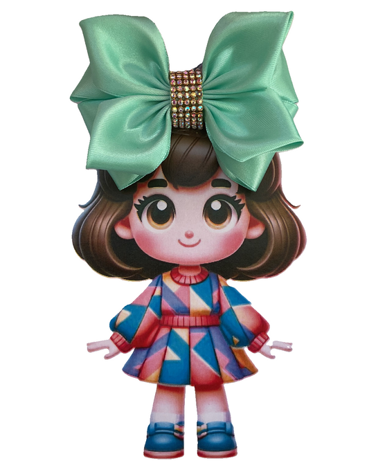 TinyShiny Satin Ribbon Hair Bow-S3-FrostyMint