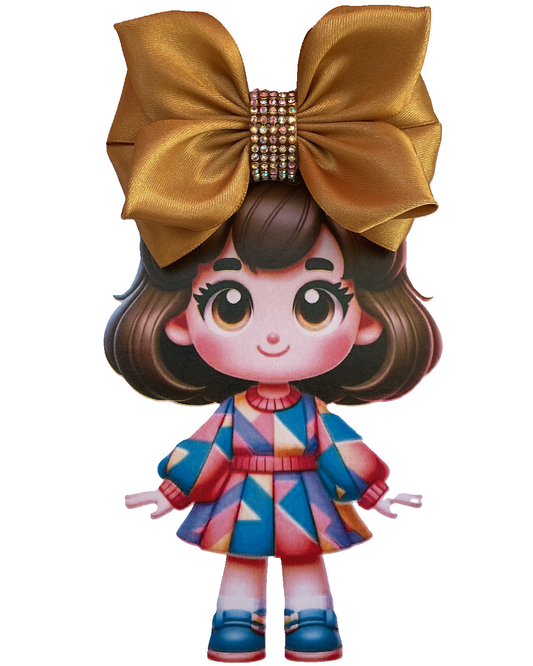 TinyShiny Satin Ribbon Hair Bow-S3-Goldv
