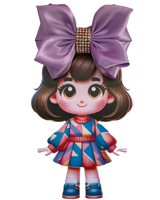 TinyShiny Satin Ribbon Hair Bow-S3-LightPurple