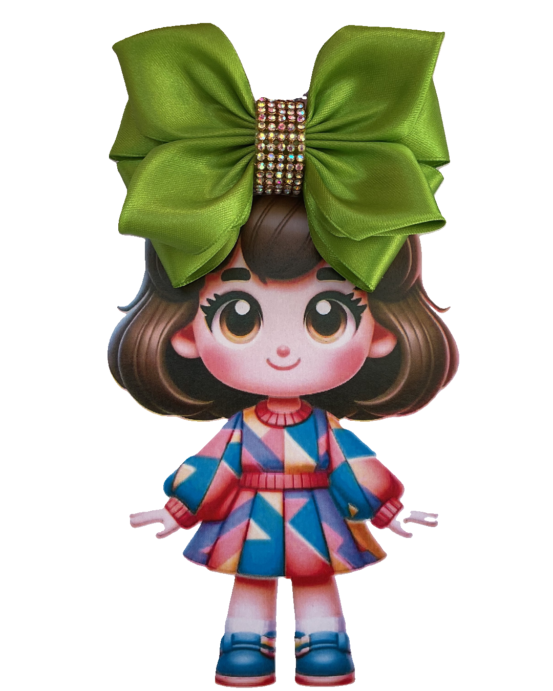 TinyShiny Satin Ribbon Hair Bow-S3-LimeGreen