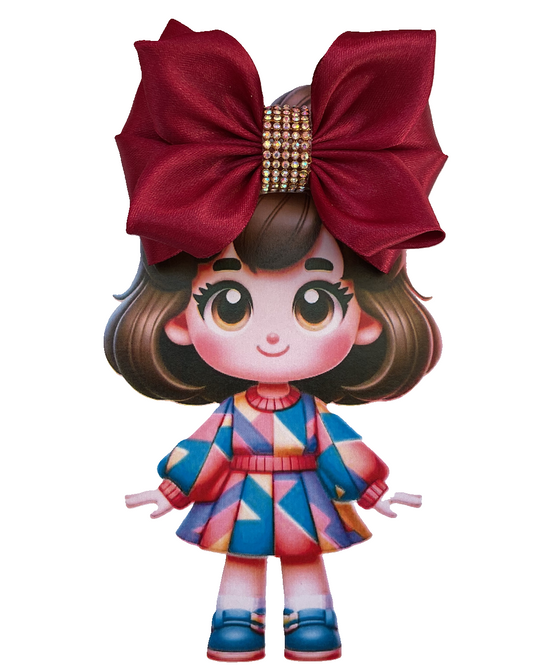 TinyShiny Satin Ribbon Hair Bow-S3-Maroon