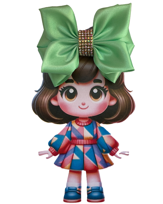 TinyShiny Satin Ribbon Hair Bow-S3-MintGreen