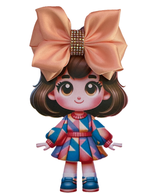 TinyShiny Satin Ribbon Hair Bow-S3-Peach