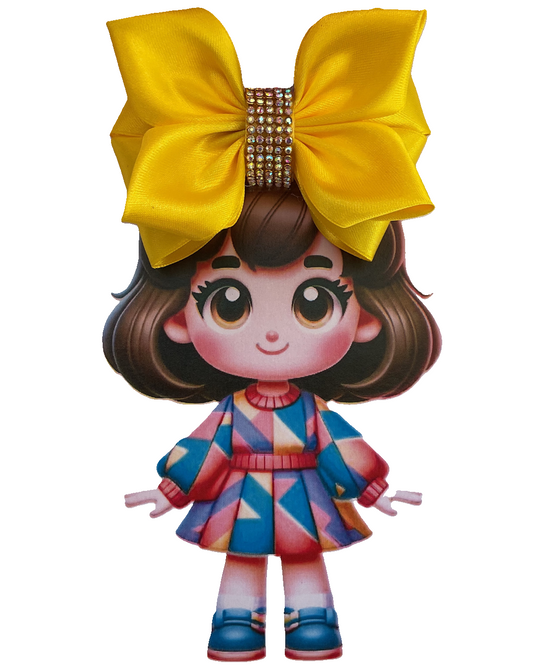 TinyShiny Satin Ribbon Hair Bow-S3-SunshineYellow
