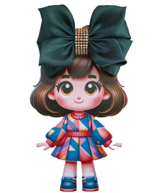TinyShiny Satin Ribbon Hair Bow-S3-Teal
