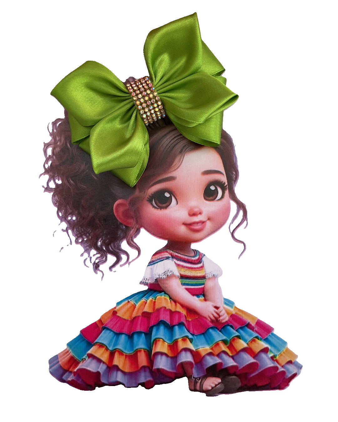 TinyShiny Satin Ribbon Hair Bows-S3-LimeGreen