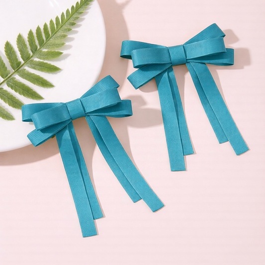 GRB-Twin Bow Clips-Style4-Turquoise Blue