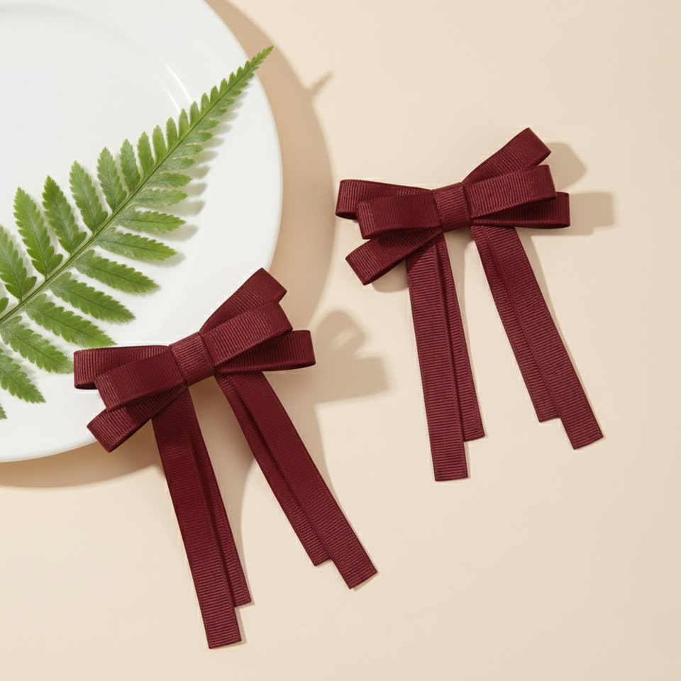GRB-Twin Bow Clips-Style4-Wine