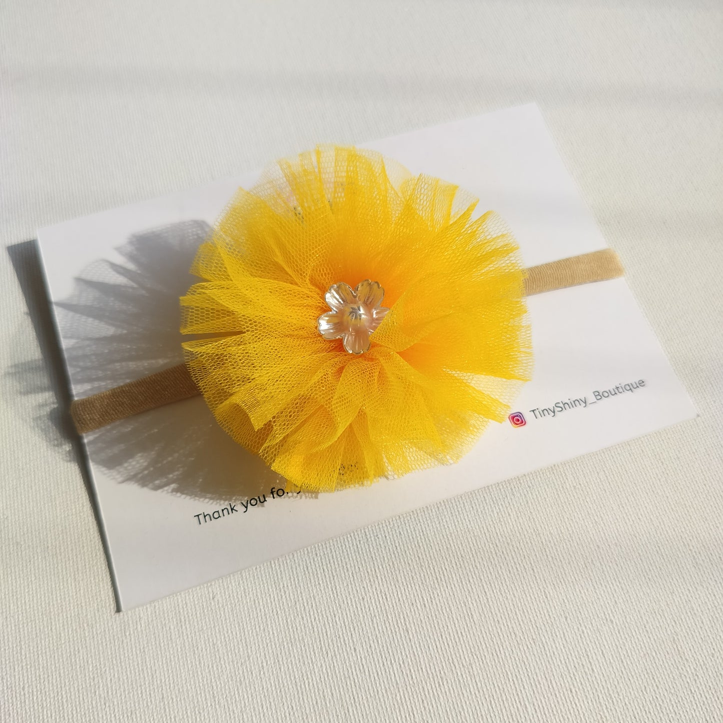 PomPom Bow with Baby Soft Headband - Yellow