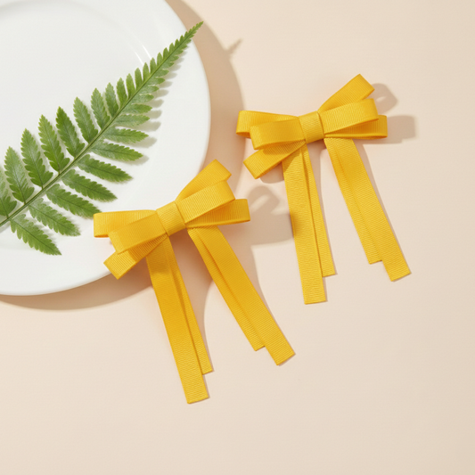 GRB-Twin Bow Clips-Style4-Sunshine Yellow